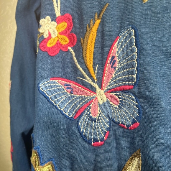 Johnny Was Butterfly Janie European Linen Shirt in Morning Glory NWT - Picture 4 of 11